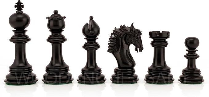 4.5” The Empero Luxury Artisan Series Chess Pieces Only - Triple Weighted (Ebony & Boxwood)