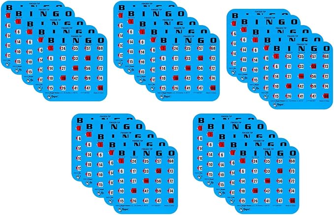 Regal Bingo Bulk Bingo Cards with Sliding Windows - Reusable Large Print Bingo Game Cards for Adults Large Group - 25 Pack, Blue