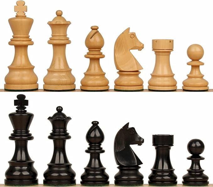 Hastha Kalalu | Tournament Series Staunton Style Chess Pieces Only Chess Set, German Knight Luxury Wooden Chess Set, Hand Carved Weighted Chess Pieces (Ebonized Boxwood: Boxwood, 3 Inches)