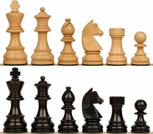 Hastha Kalalu | Tournament Series Staunton Style Chess Pieces Only Chess Set, German Knight Luxury Wooden Chess Set, Hand Carved Weighted Chess Pieces (Ebonized Boxwood: Boxwood, 3 Inches)