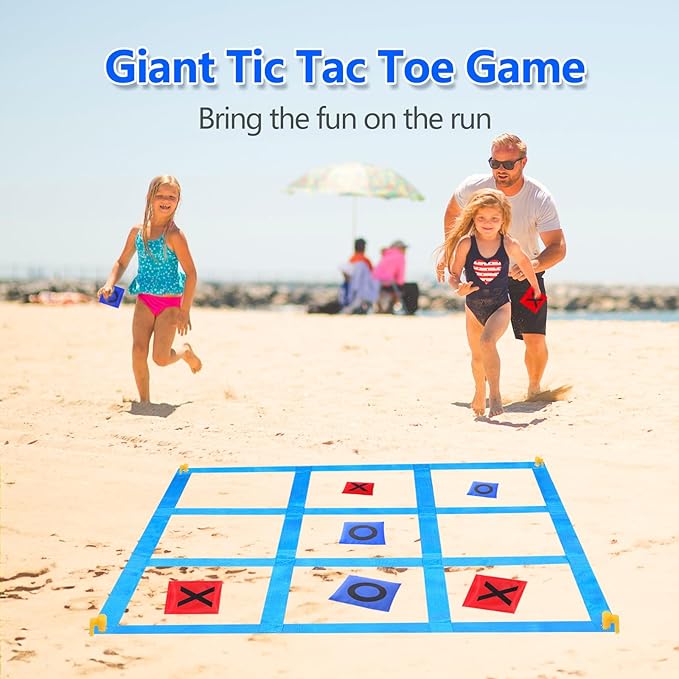 CWLAKON Outdoor Giant Tic Tac Toe Bean Bag Toss Games for Kids Adults Family, Large Outside Lawn Yard Backyard Carnival Field Day Game, Beach Picnic Camping Birthday Party Family Reunion Games