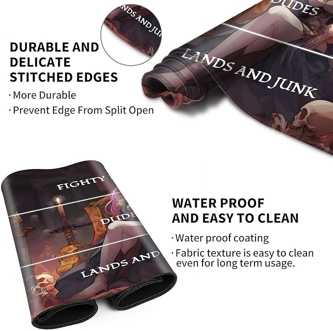 Playmat with Zones for MTG Card Game Playing, 24"x14" Commander Deck Gaming Desk Duel Mat for Beginner, Queen of Death