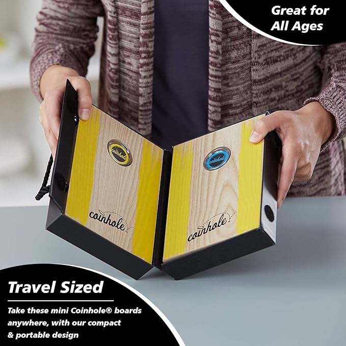 Tabletop Coin Bouncing Party Game | Desktop Cornhole Game Set | 2+ Players, All Ages