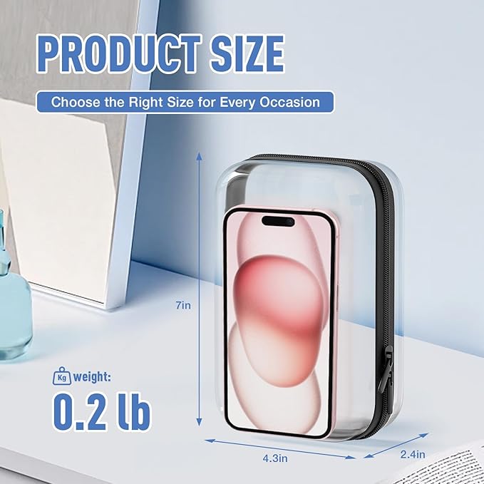 4 Pcs Storage Bins Clear Hard Shell Zipper Case Multi-Purpose Transparent Storage for Home & Office | Durable & Stylish Clear Case with Colorful Label Stickers