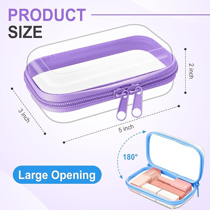 Hoolerry 4 Pcs Hard Clear Zipper Case Transparent Cases for Snacks Makeup Bag Plastic Storage Box Containers for Building Blocks, Puzzles, Cosmetics(Multicolor,5 x 3 x 2 in)