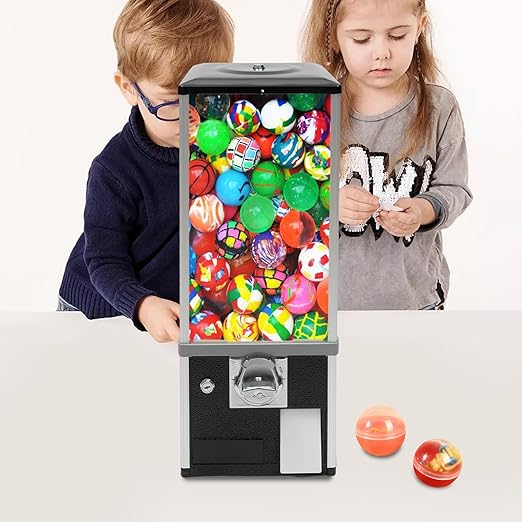 Vending Machine, Candy Vending Machine Gumball Vending Device Capsule for 1.06-1.77in Gadgets, Commercial Vending Machine for Selling Small Capsule Toys, Candy 10.24x10.24x25.2 in (Black)