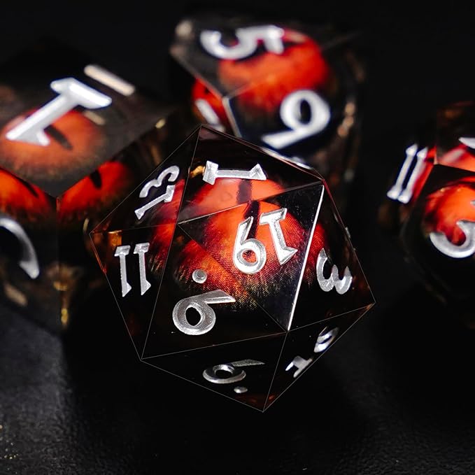 Sharp Edge Dice Set,Liquid Core Dragon Eye Dice for RPG DND Role Playing Table Games