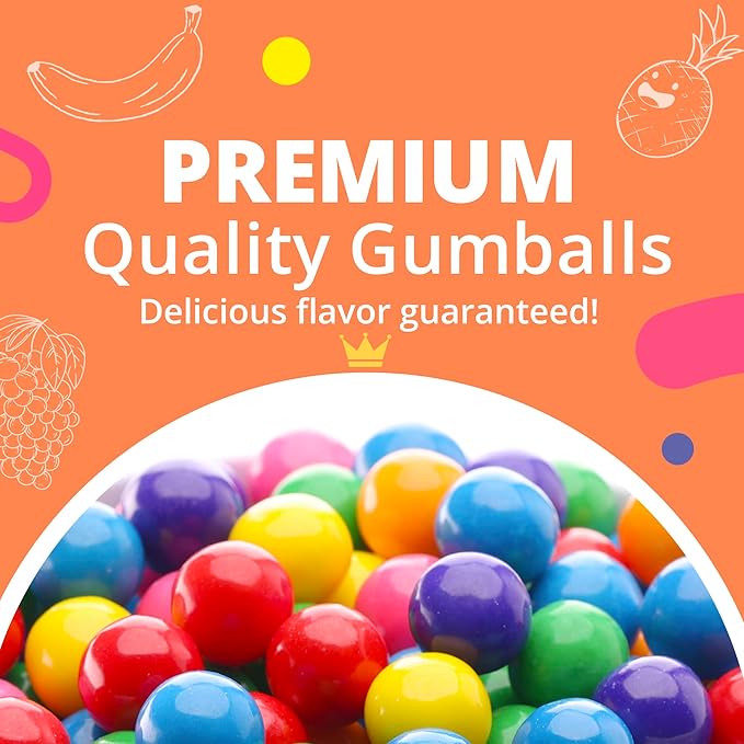 Gumballs for Gumball Machine Refills - Assorted Fruit Flavored Gum Balls - 0.5" Mini Bubble Gum - Bulk Gum Pack 1.7 LB - Chewing Gum for Kids