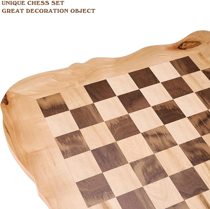 VAMSLOVE Wooden Chess Board Set Large Unique Chessboard (Playing Area 15 x 15inch) with 3.5" King Chess Pieces Durable Modern Gift for Chess Lover Home Decor