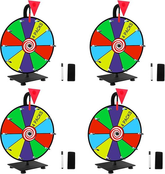 12" Heavy Duty Spinning Wheel for Prizes,10 Colorful Prize Slots Tabletop Spinner,Color Prize Wheel for Trade Show,Fortune Spinning Game,Carnival 4Packs