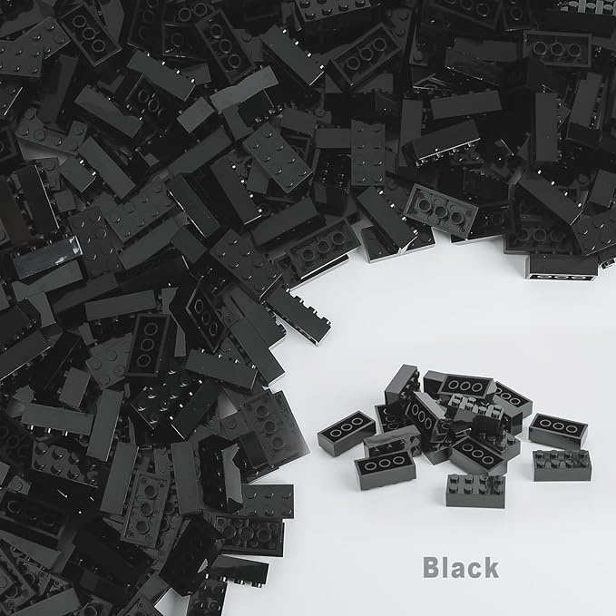 500 Piece Classic Building Bricks and 1 Gray Baseplate, 2x4 Bricks Bulk Creative Building Toys, Blocks Bulk for Kids Ages 6+, Black