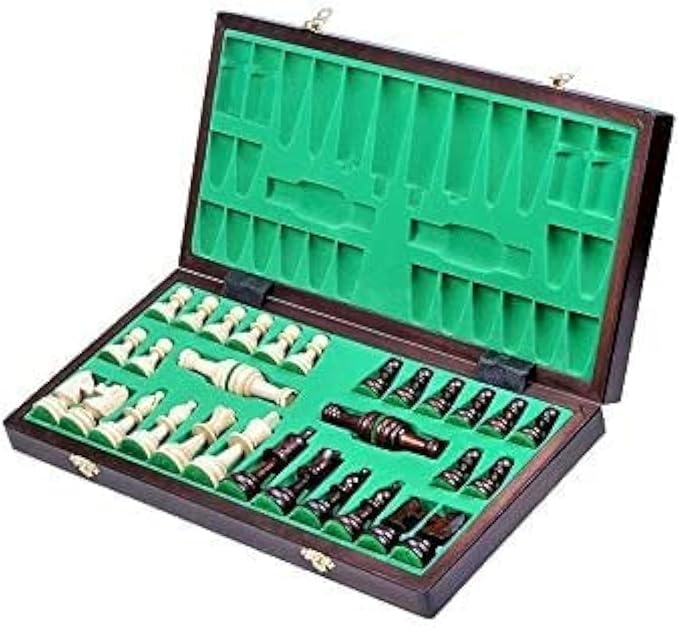 Wooden Tournament Chess Set with Wooden Board and Chess Pieces - Chessmen - European (14" (36cm) - Burnt)