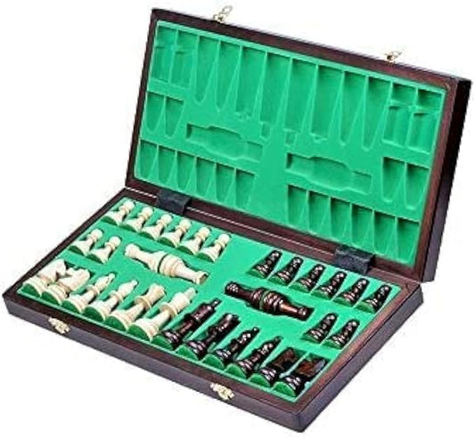 Wooden Tournament Chess Set with Wooden Board and Chess Pieces - Chessmen - European (14" (36cm) - Burnt)