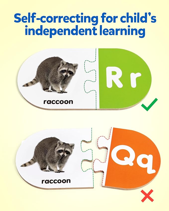 Coogam Learning Alphabet Matching Game, 36pcs Self-Correcting Sight Words Letter Number Cards, Fine Motor Educational Montessori Toy for Preschool Kindergarten 3 4 5 Years Old