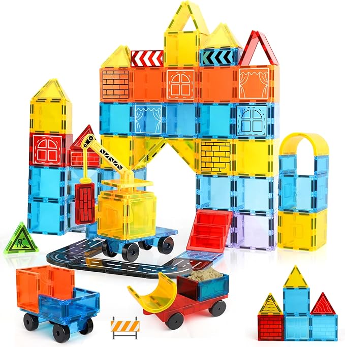TOY Life Magnetic Tiles for Kids Ages 3-5, Building Toys for Kid Age 4-8, Magnet Construction Tile for Toddler 1-3, Kid Preschool Toys 45 Pcs