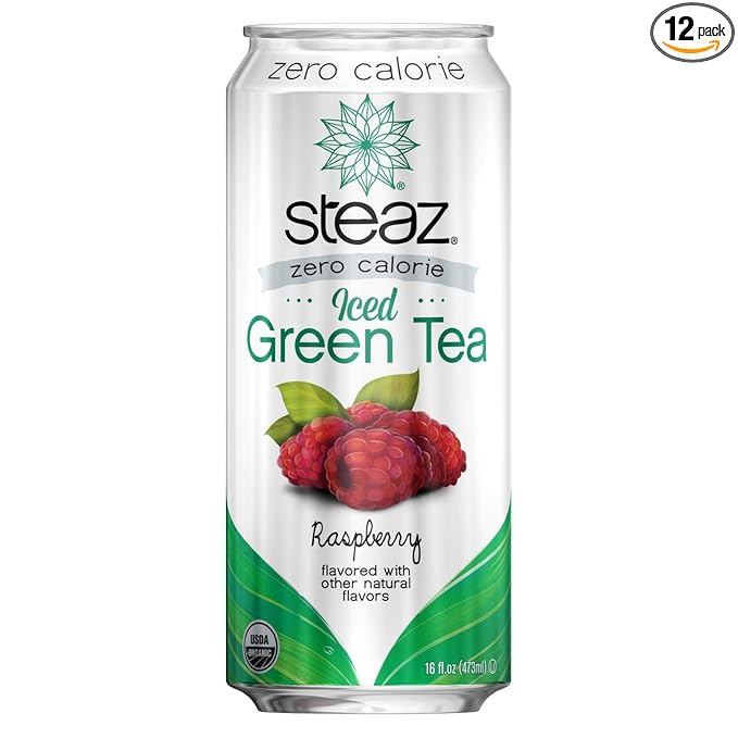 Steaz Organic Zero Calorie Half Iced Green Tea & Half Lemonade, 16 Fl Oz (Pack of 12)