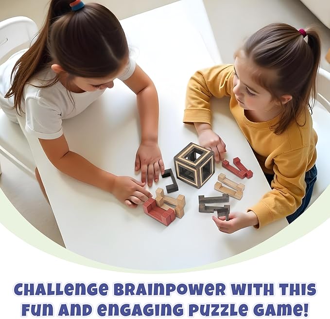 Sharp Brain Zone Wooden Brain Teaser Puzzles for Adults & Kids (Magic Box)