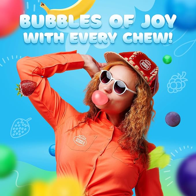 Gumballs for Gumball Machine - 1 Inch Large Double Bubble Gumballs - Assorted Fruit Flavored Bubble Gum for Kids - Sweet Gum Balls in Bulk 1.7 Lb - Chewing Gum for Kids