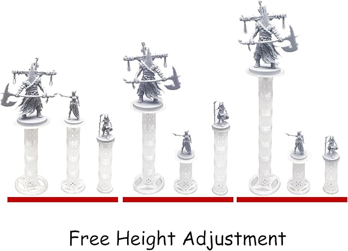 Combat Risers for Flying Miniatures, DND TRPG Terrain Flight Stands, Raised Platforms, 8 Adjustable Tiers with 3 Stands and Bases, Crystal white