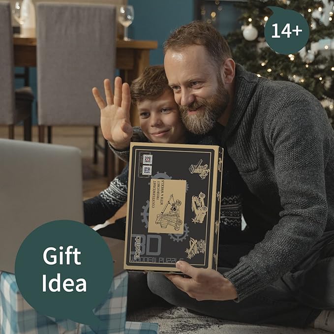 DIY 3D Wooden Puzzles for Adults Trebuchet Science Building Kit Model Catapult Engineering Kit Wood Assembly Gifts