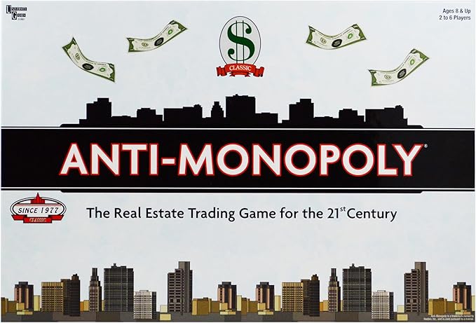 University Games Anti-Monopoly - Fresh Twist on the Classic Real Estate Game for 2-4 Players, Ages 8 and Up