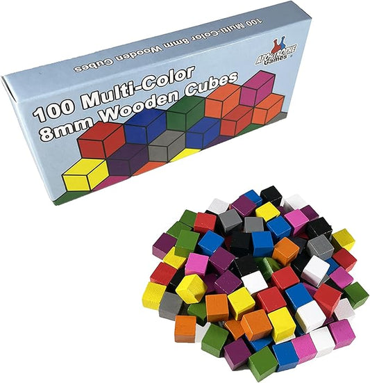 100 Wooden Cubes, Family Games Accessories – Multi-Color Board Game Tokens Ideal for Sorting, Counting, Classrooms, Replacement Pieces