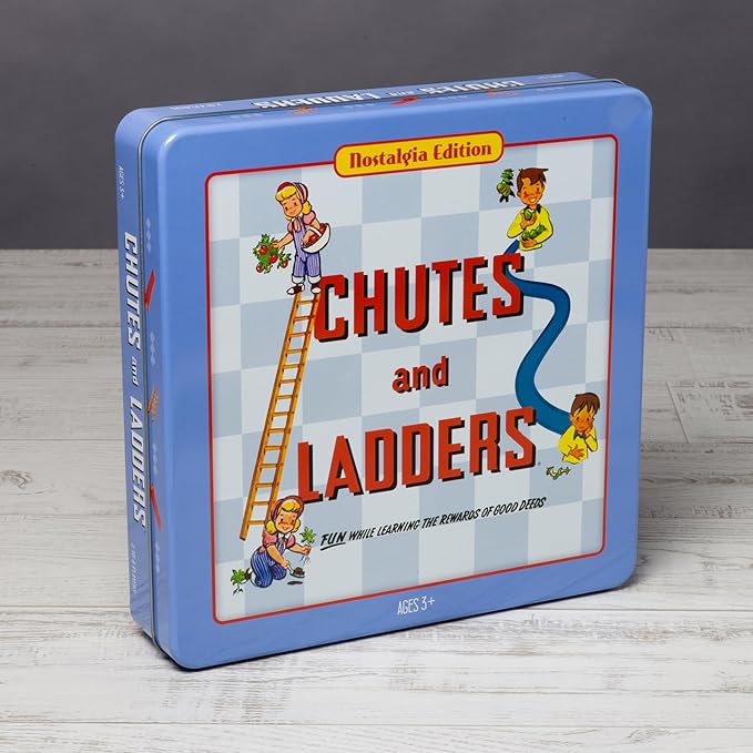WS Game Company Chutes and Ladders Nostalgia Edition Board Game in Collectible Tin