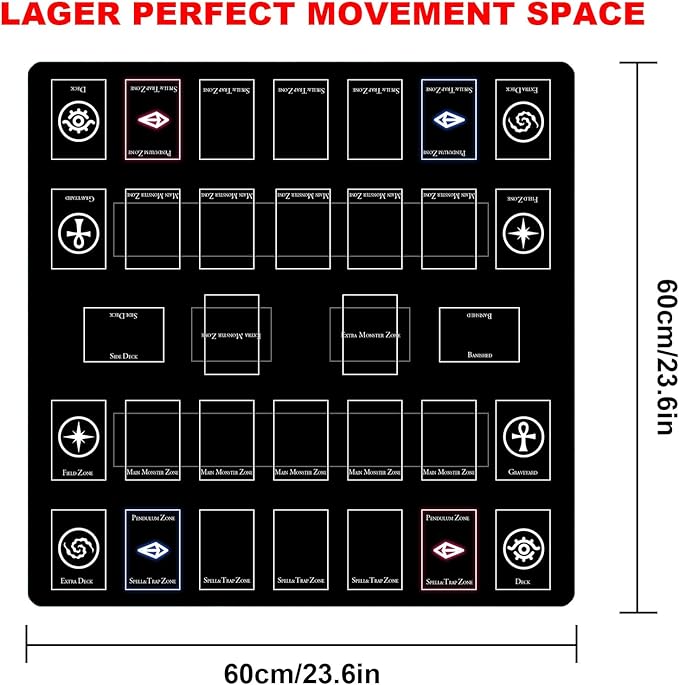 Card Rubber Mat - 2 Player, Square playmat for Gamer 60x60cm/23.6x23.6inch