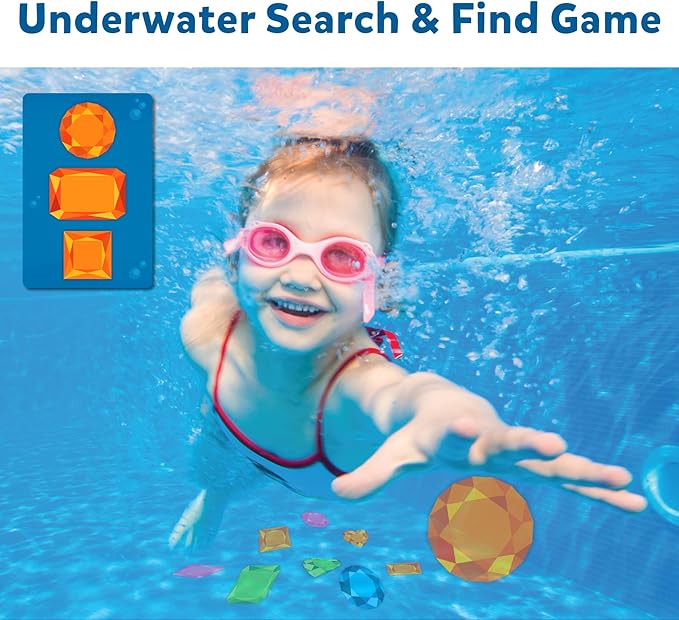 Skillmatics Pool Toys - Seek & Splash, Search & Find Water Game, Swimming Pool Dive Toy for Kids, Summer Fun & Gifts for Boys & Girls Ages 6, 7, 8, 9, 10, 11 & Up, Includes 64 Colorful Gems