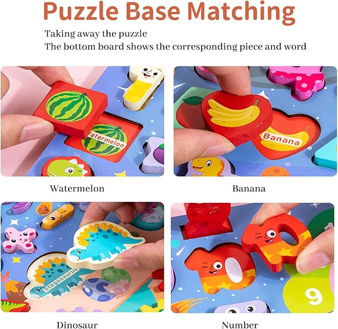 Wooden Number Puzzle Sorting Montessori Toy Busy Board for Toddlers |Shape Puzzle Matching Counting Fishing Game for Ages 2 3 4 5 Years Kids Math Stacking Preschool Educational Learning Activities Toy