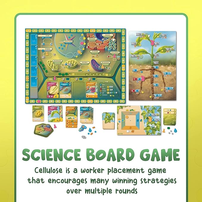Cellulose: A Plant Cell Biology Game | MENSA Recommended Strategic & Entertaining Game to Learn Photosynthesis, DNA & Biochemistry | Educational STEM Board Game for Families, Students & Teachers