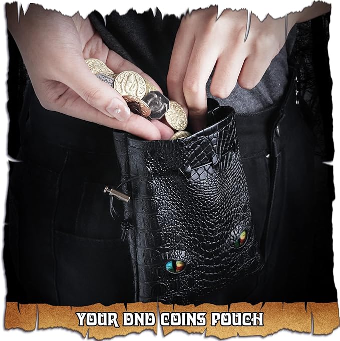 120PCS Metal, Silver & Copper DND Coins for DND Tokens, DND Accessories with PU Leather Bag as DND Gifts for DND Board Game Player, Fake Coins with Leather Bag of Colorful Eyes for Cosplay Board Game