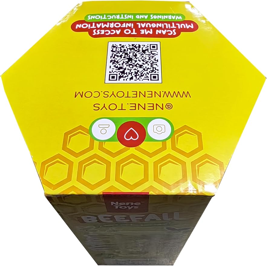 Nene Toys BeeFall, 4-in-1 Wooden Honey Bee Toy for Kids Ages 3-9 - Educational Game with Wooden Honeybee Hive, 12 Bees, Colorful Sticks, Dice & Cards - Fun Family Game for Cognitive Development