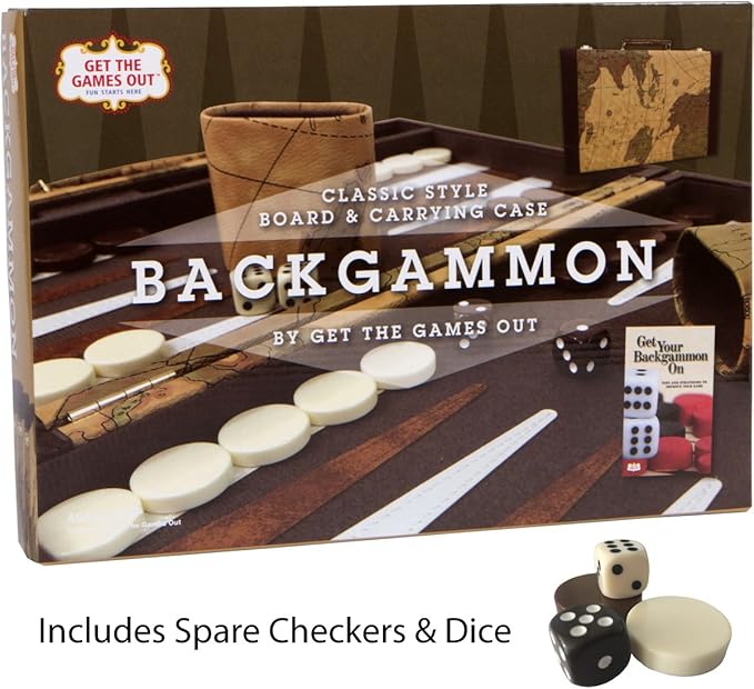 Get The Games Out Top Backgammon Set - Classic Board Game Case - Best Strategy & Tip Guide - Available in Small, Medium and Large Sizes (Map, Large)