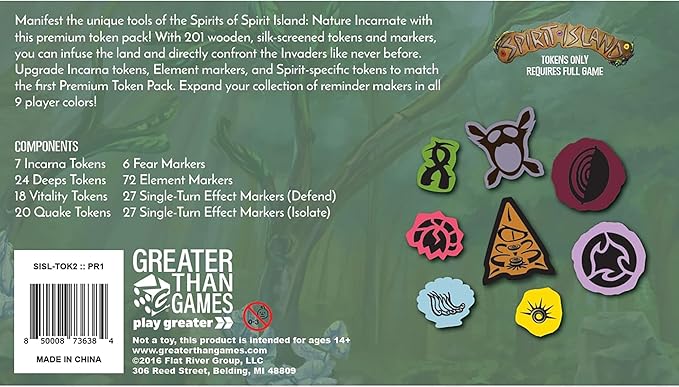 Greater Than Games | Spirit Island: Premium Token Pack 2 | Cooperative Strategy Board Game Accessory | Premium Component Upgrade