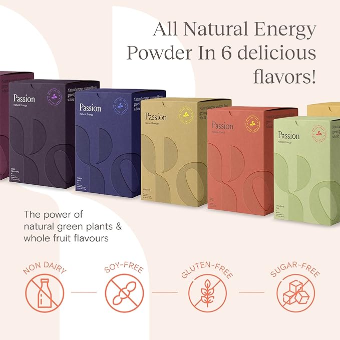 Yoli® Passion Energy Drink Powder Mix - Natural Energy Drink Mix for Endurance and Stamina, 30 Packets - Variety