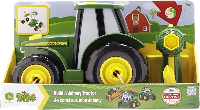 John Deere Tractor Toy and Toy Drill - Toddler STEM Take Apart Toys with 16 Individual Pieces and Kids Tools - Kids Building Toys Ages 3 Years and Up