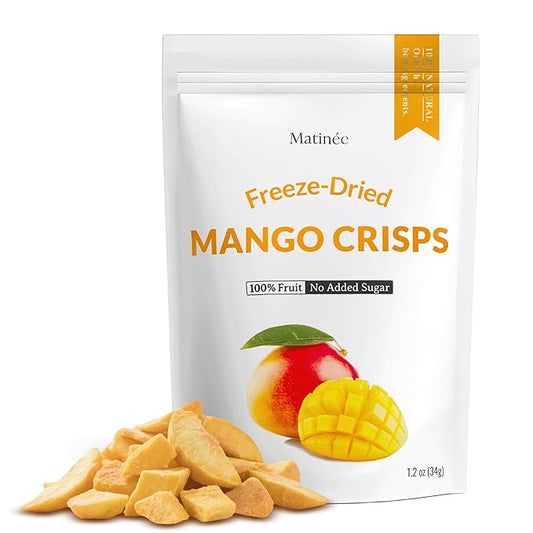 MATINÉE Freeze Dried Mangoes, Dehydrated Fruit, Dried Fruit Snack for Baking, Yogurt & Kids Treats-Vegan, Non-GMO, Preservative Free, 1.2oz, 34g (Pack of 4 Bag)