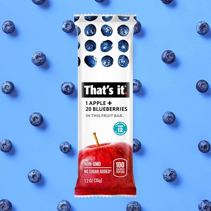 That's it. Fruit Bars 12 Variety Pack 100% Natural Real Fruit Bar, High Fiber Vegan, Gluten Free, Paleo, Non-GMO, No Sugar (6 Strawberry, 6 Blueberry)