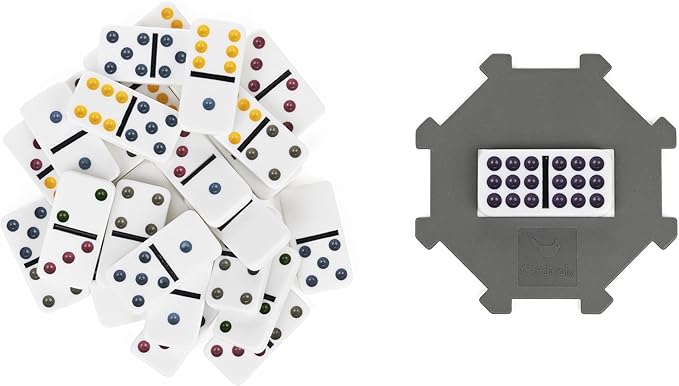 Double Nine Dominoes Set in Storage Tin, for Families and Kids Ages 8 and up