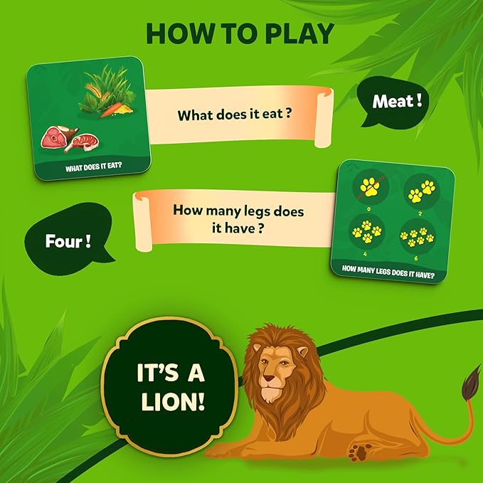 Skillmatics Guess in 10 - Animal Kingdom, Card Game for Preschool Kids, Girls & Boys, Fun Travel Game & Gifts for Ages 3, 4, 5, 6