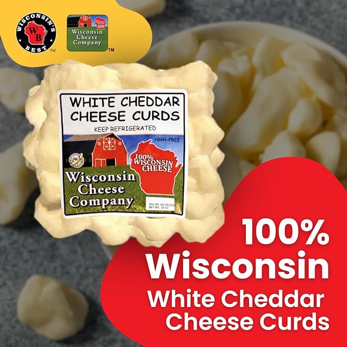 Wisconsin Cheese Company - 100% Wisconsin White Cheddar Cheese Curds 10 oz. (Pack of 2)