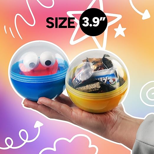 Capsule Vending Machine Translucent Round Capsules Empty 14 pcs 3.9 inch - Gumball Machine Capsules Easter Basket Stuffers Birthday Gifts - DIY Craft Supplies Claw Machine Refills in Bulk