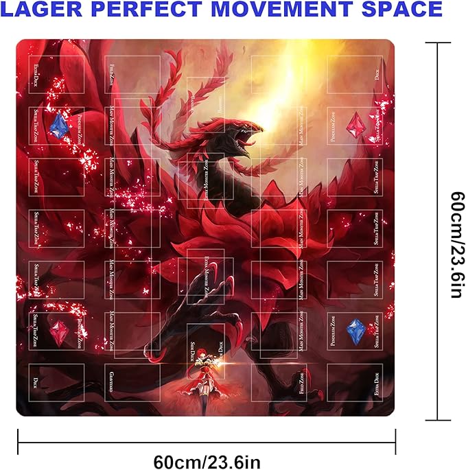 Card Rubber Mat - 2 Player, Square playmat for Gamer 60x60cm/23.6x23.6inch