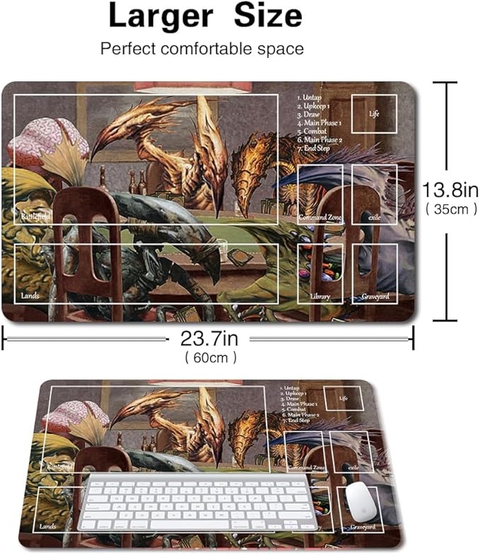 Board Game MTG Playmat Games Size 60X35 cm CCG Compatible for TCG RPG CCG Play mats (SLIVERS-Playing-Poker - (2) - -Zone)