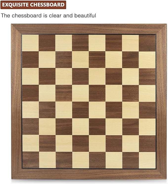 AMEROUS 17 Inches Wooden Chess Board Only, Professional Tournament Chess Board Large with Gift Package - Chess Rules, Beginner Chess Board Game for Kids, Adults