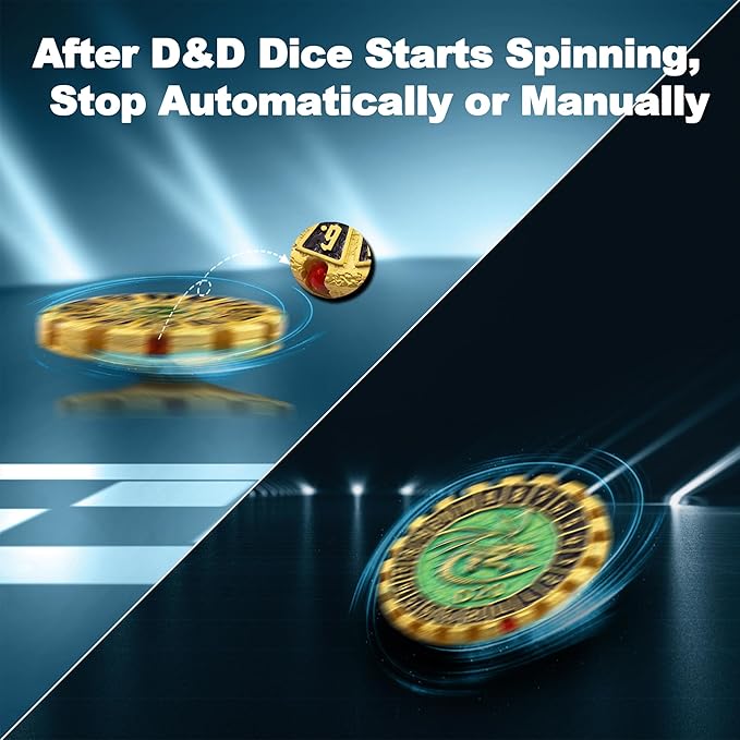 Metal DND Dice Set Spinning Dungeons and Dragon Dice Set Metal Dragon Polyhedral Magic 7 PCS Dice Set with Gift Box for Dungeons and Dragons Table Games Play Cards MTG(GyroDice_Pearl Gold Black)