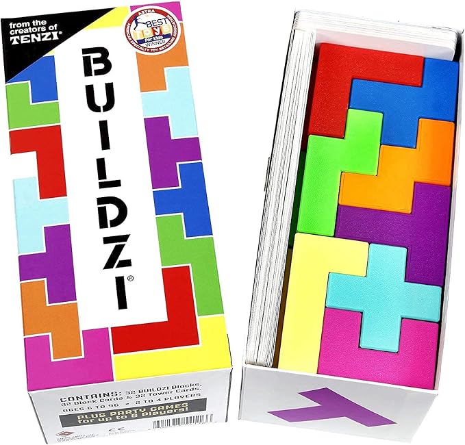 BUILDZI by TENZI - The Fast Stacking Building Block Game for The Whole Family - 2 to 4 Players Ages 6 to 96 - Plus Fun Party Games for up to 8 Players