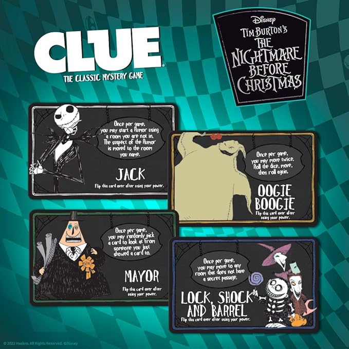 CLUE: Disney The Nightmare Before Christmas | Collectible Clue Game Based on Disney Classic Film | Officially-Licensed Game with Familiar Locations and Iconic Characters