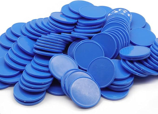 Set of 100 Opaque Plastic Learning Counters Mini Poker Chips Game Tokens with Storage Box (RoyalBlue, 1.58 Inch)